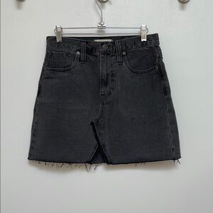 Madewell Black Denim Skirt with Frayed Hem